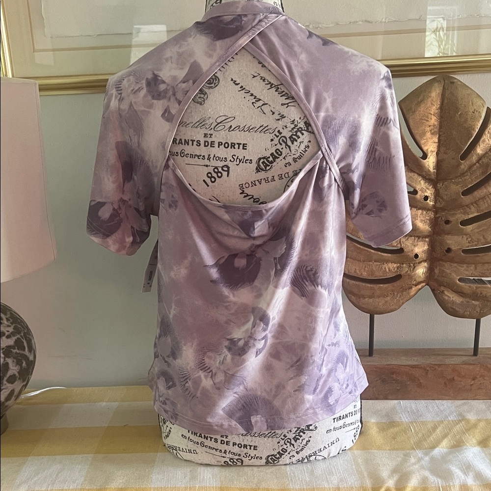 Adidas Women's Purple Floral Short Sleeve Tee - Picture 4 of 7